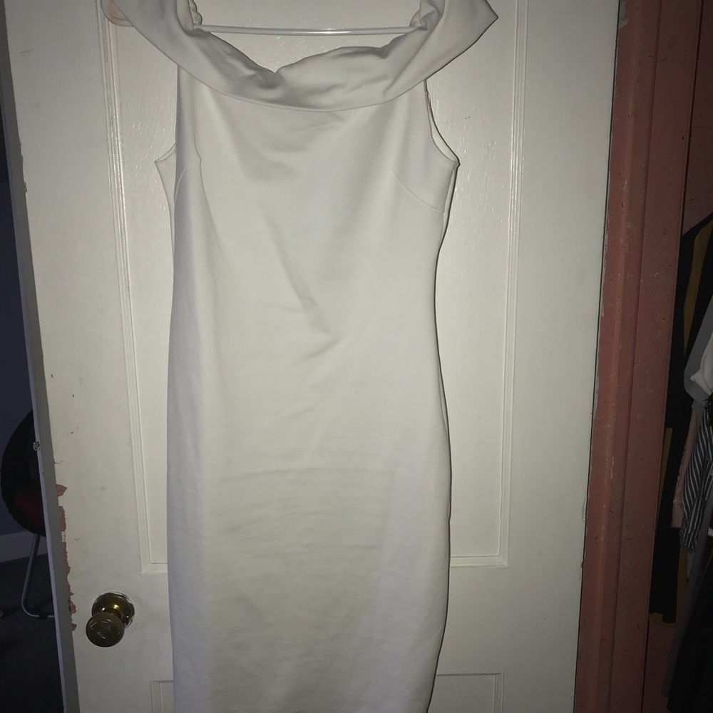 Fashion nova of the shoulder white dress